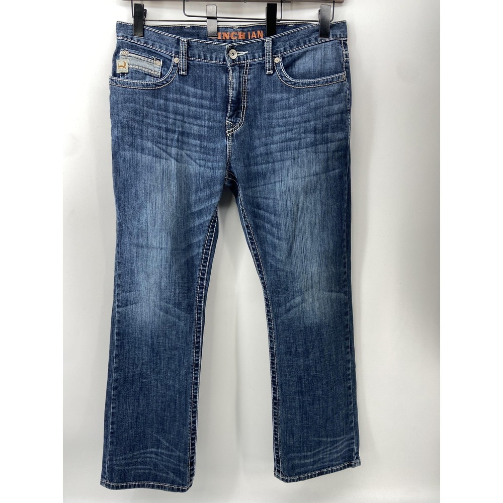 Cinch Jeans Mens 36x32 Ian Slim Bootcut Stretch Denim Western Cowboy Whiskering